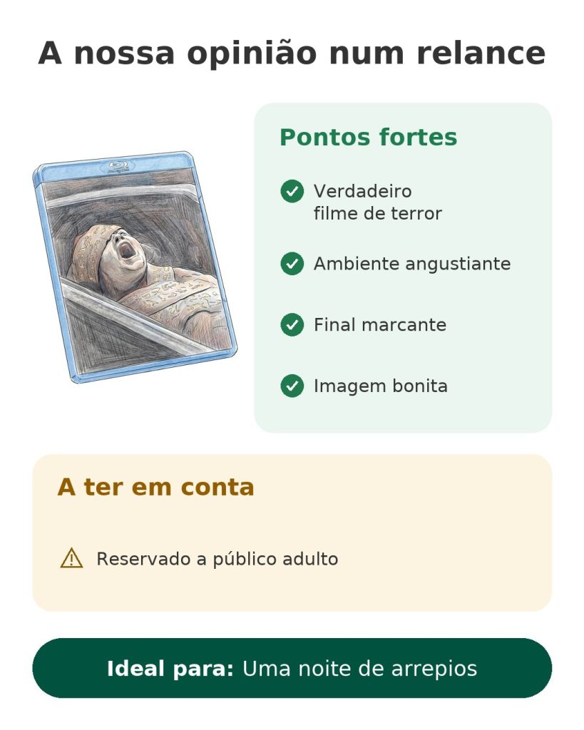 Cartão A nossa opinião num relance sobre o Blu-ray de um filme de terror com uma múmia: pontos fortes e público adulto