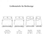 Größentabelle der Bettbezüge