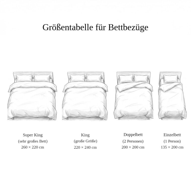 Größentabelle der Bettbezüge
