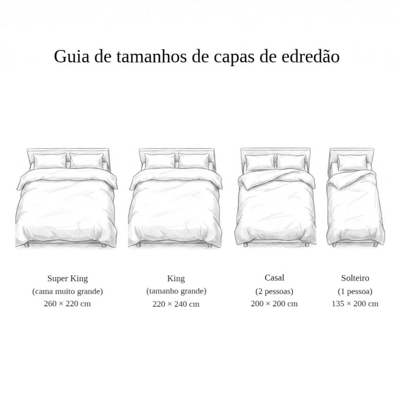 Guia de tamanhos das capas de edredão