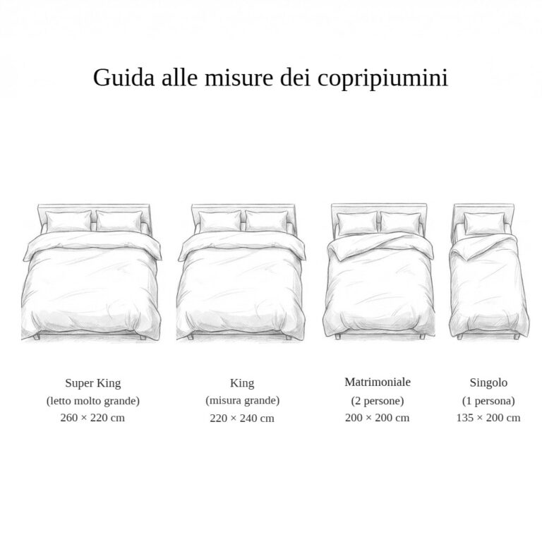 Guida alle taglie dei copripiumini