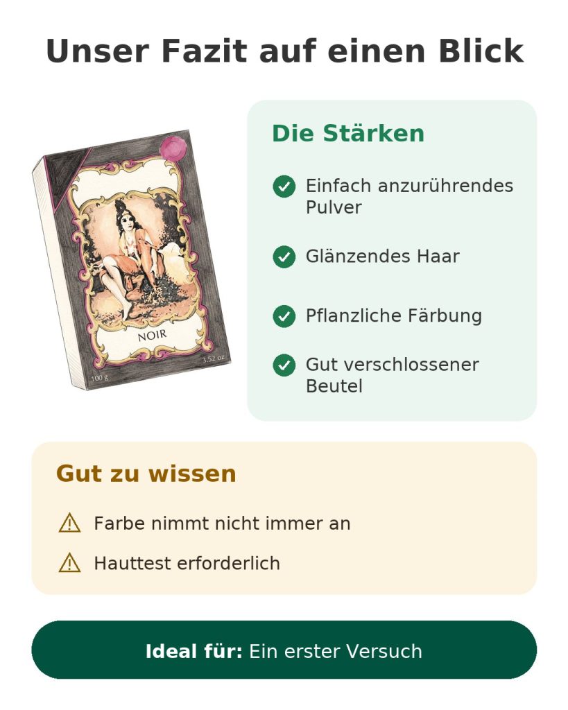 Henna-Pulver Schwarz zum Anrühren: Unser Fazit auf einen Blick mit Stärken und Hinweisen