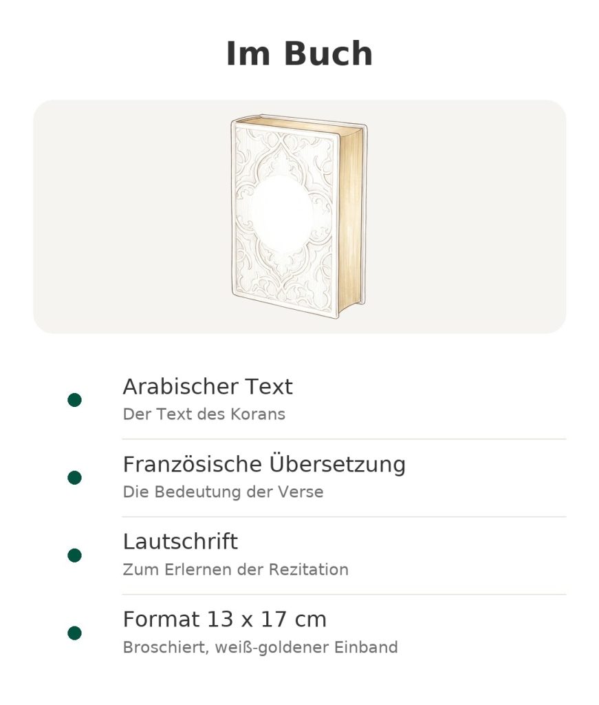 Im Buch: Arabischer Text, Französische Übersetzung, Lautschrift, Format 13 x 17 cm