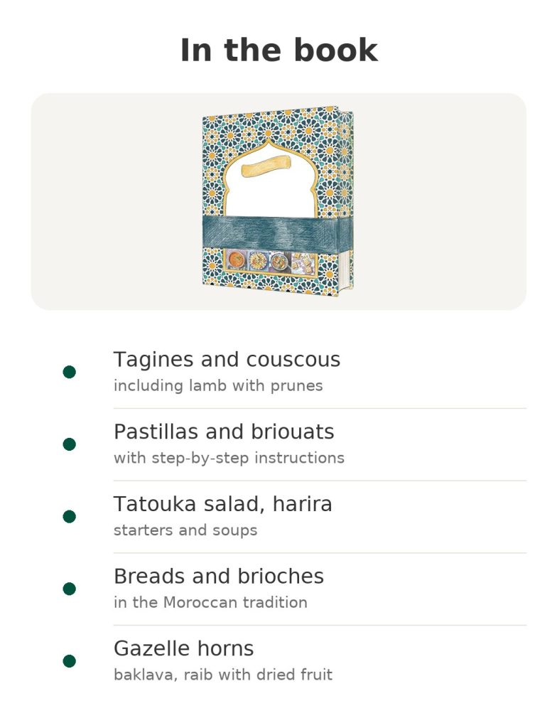 In the book: Tagines and couscous, Pastillas and briouats, Tatouka salad, harira