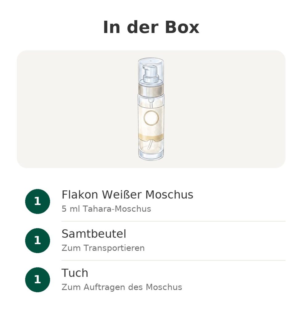 Intim-Moschus Tahara As Safar mit Samtbeutel In der Box: Flakon Weißer Moschus, Samtbeutel, Tuch