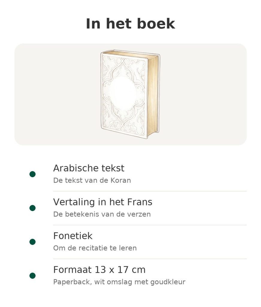 In het boek: Arabische tekst, Franse vertaling, fonetiek