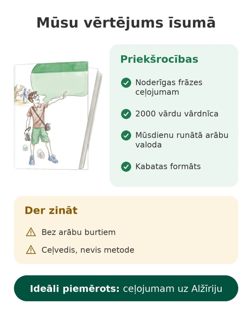 Mūsu vērtējums īsumā par kabatas Assimil arābu valodas sarunvārdnīcu