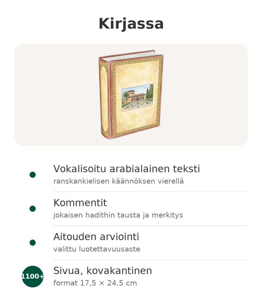 Kirja Riyad as-Salihin vokalisoidulla arabialaisella tekstillä, ranskankielisellä käännöksellä, kommenteilla ja hadithien aitouden arvioinnilla
