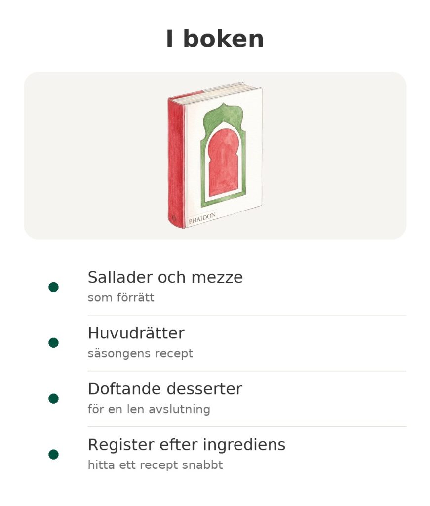 I boken – libanesisk kokbok Phaidon : Sallader och mezze; Huvudrätter; Doftande desserter