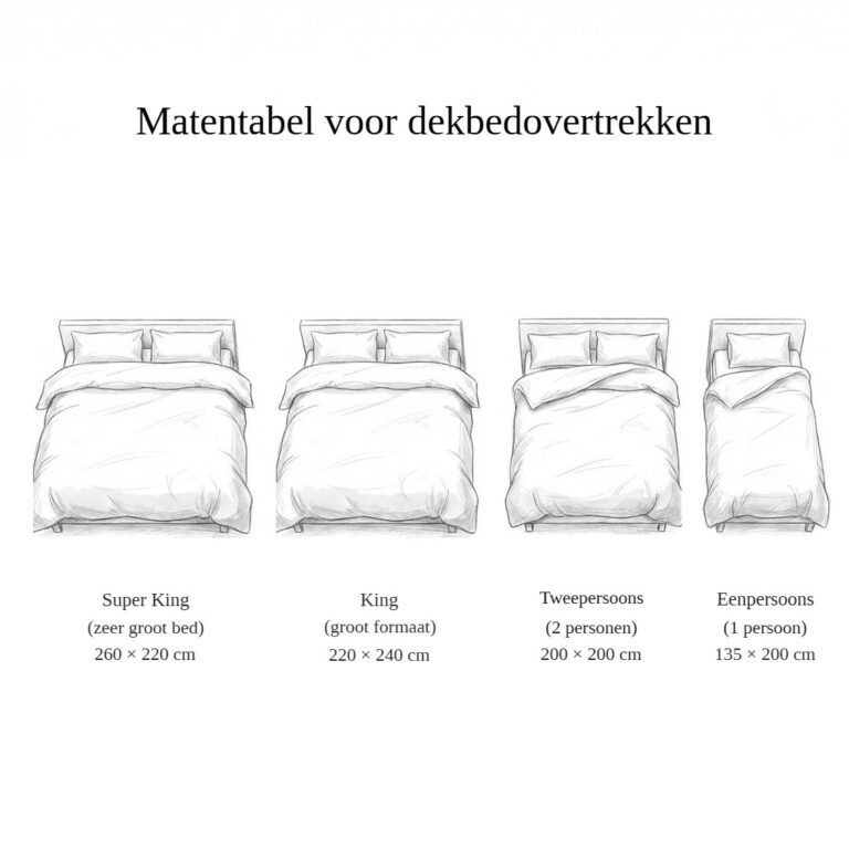 Maattabel van de dekbedovertrekken