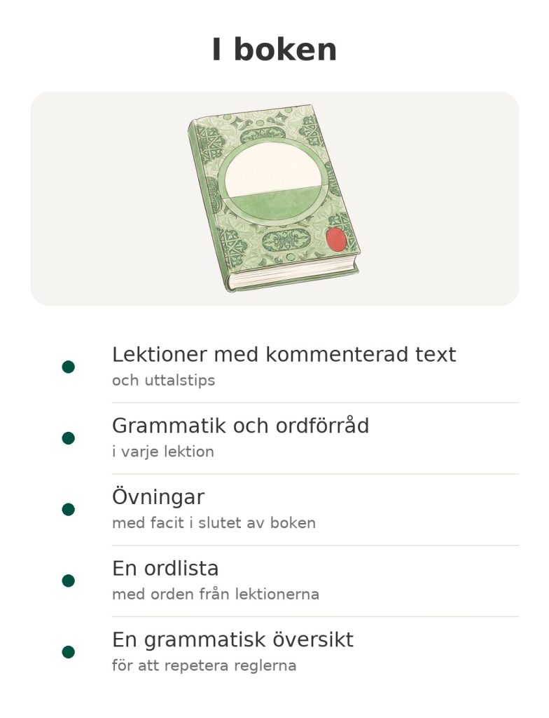 I boken: metod för att lära sig arabiska med lektioner, övningar, ordlista och grammatisk översikt