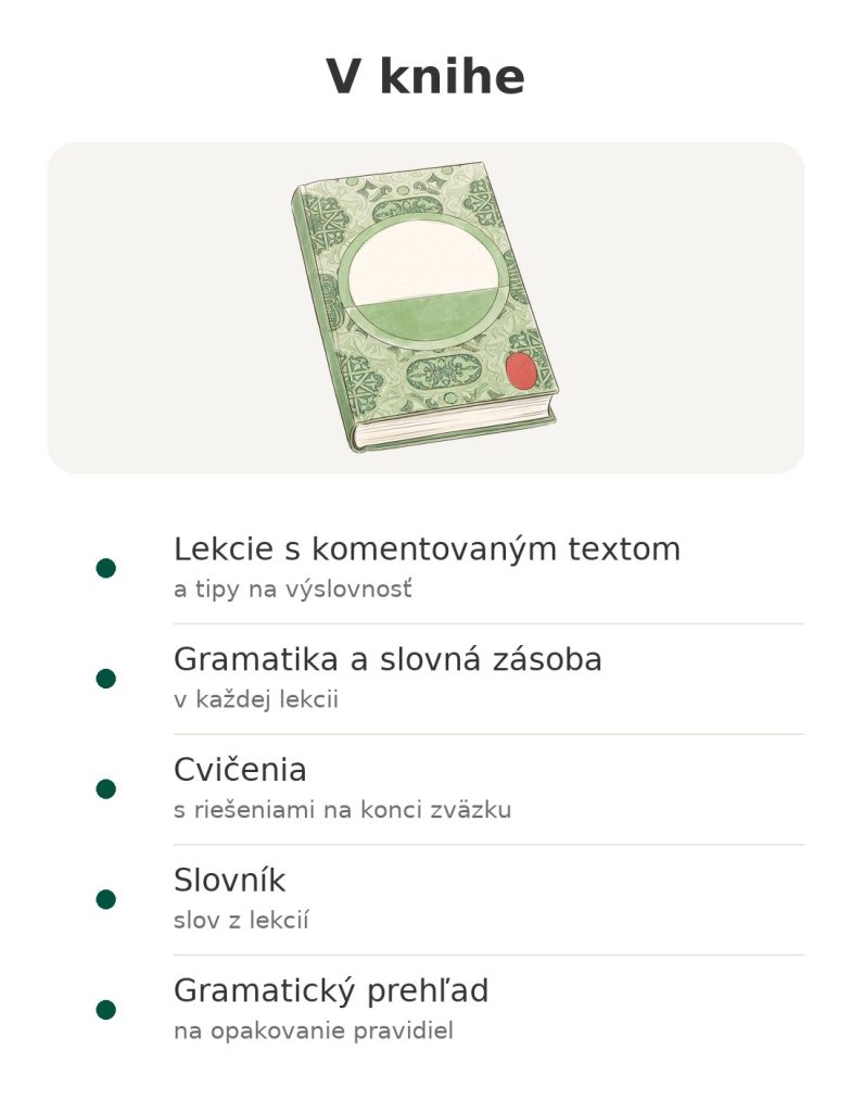 V knihe: metóda učenia arabčiny s lekciami, cvičeniami, slovníkom a gramatickým prehľadom