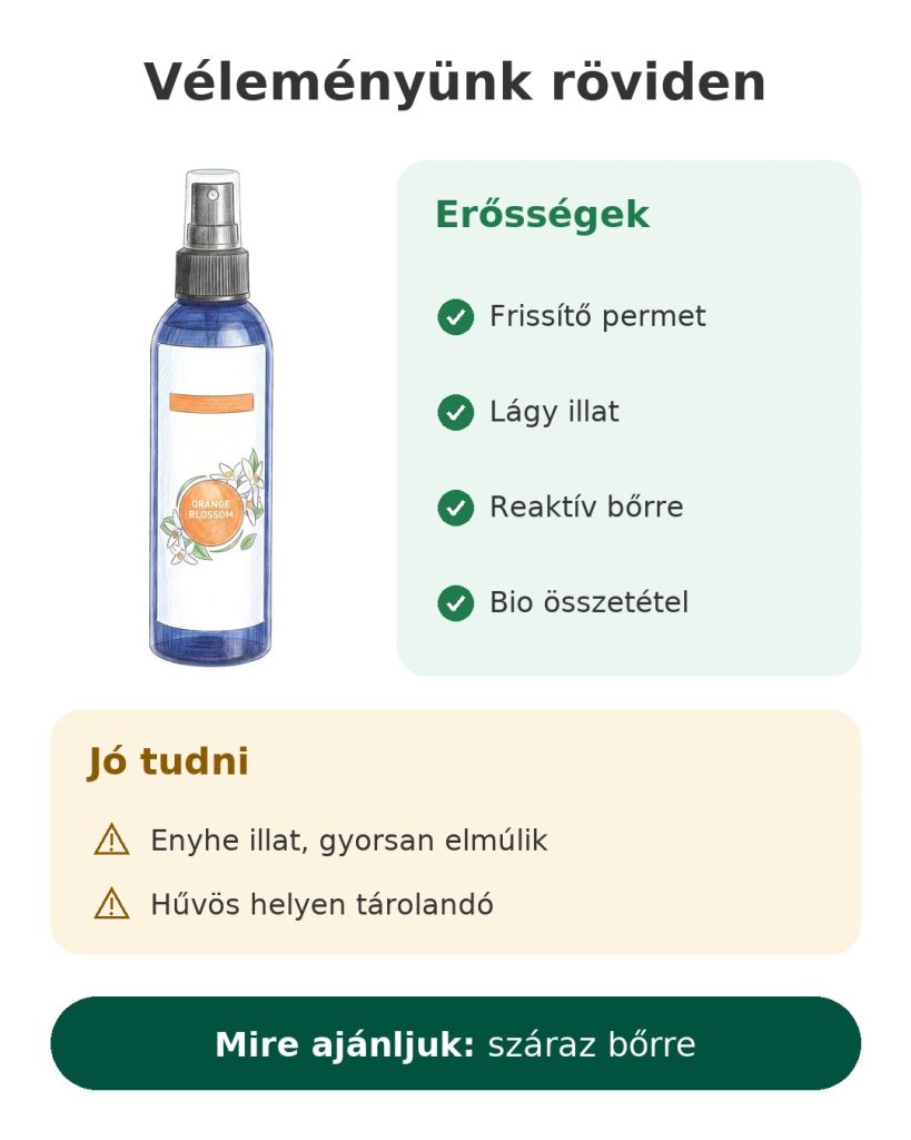 Véleményünk röviden: narancsvirágvíz, bio arcpermet, hidrolát, előnyök és tudnivalók