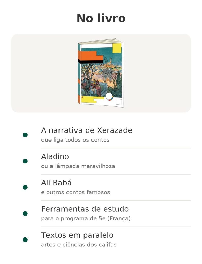 No livro: narrativa de Xerazade, Aladino, Ali Babá e outros contos famosos de As Mil e Uma Noites, em árabe