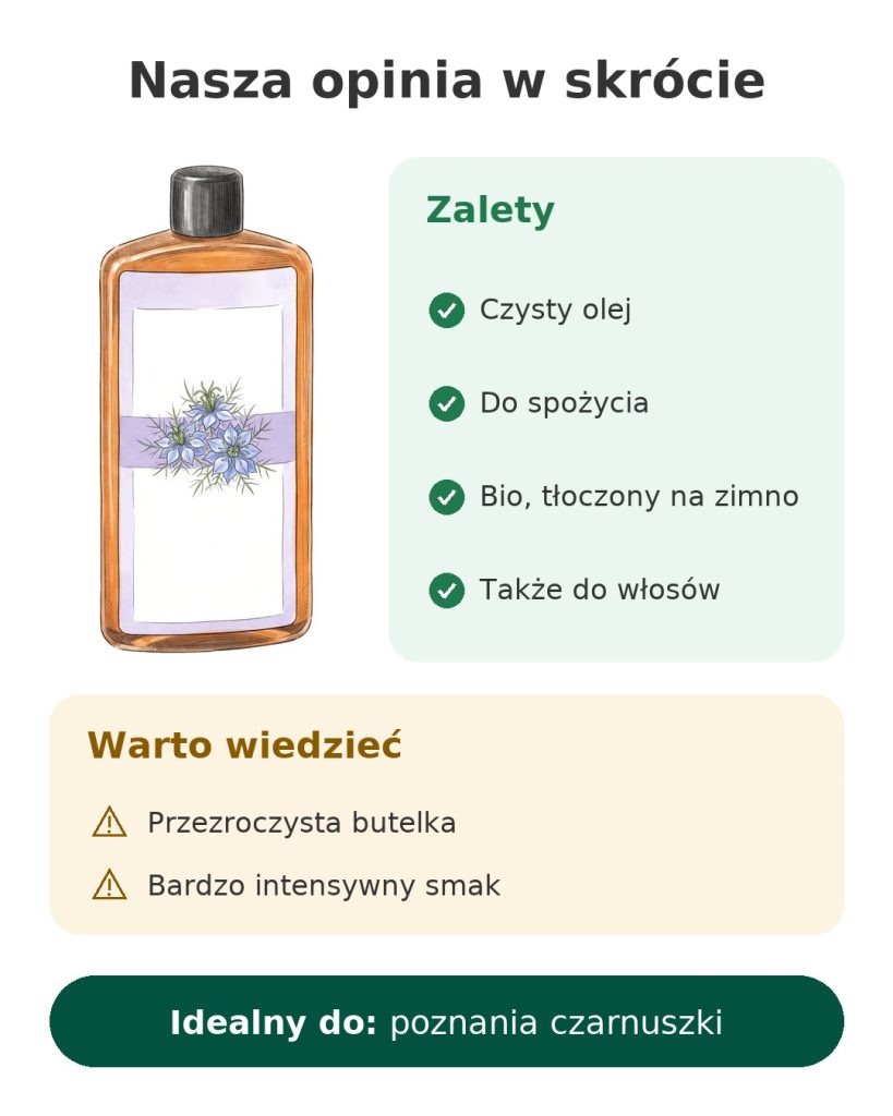 Nasza opinia w skrócie o oleju z czarnuszki bio do spożycia