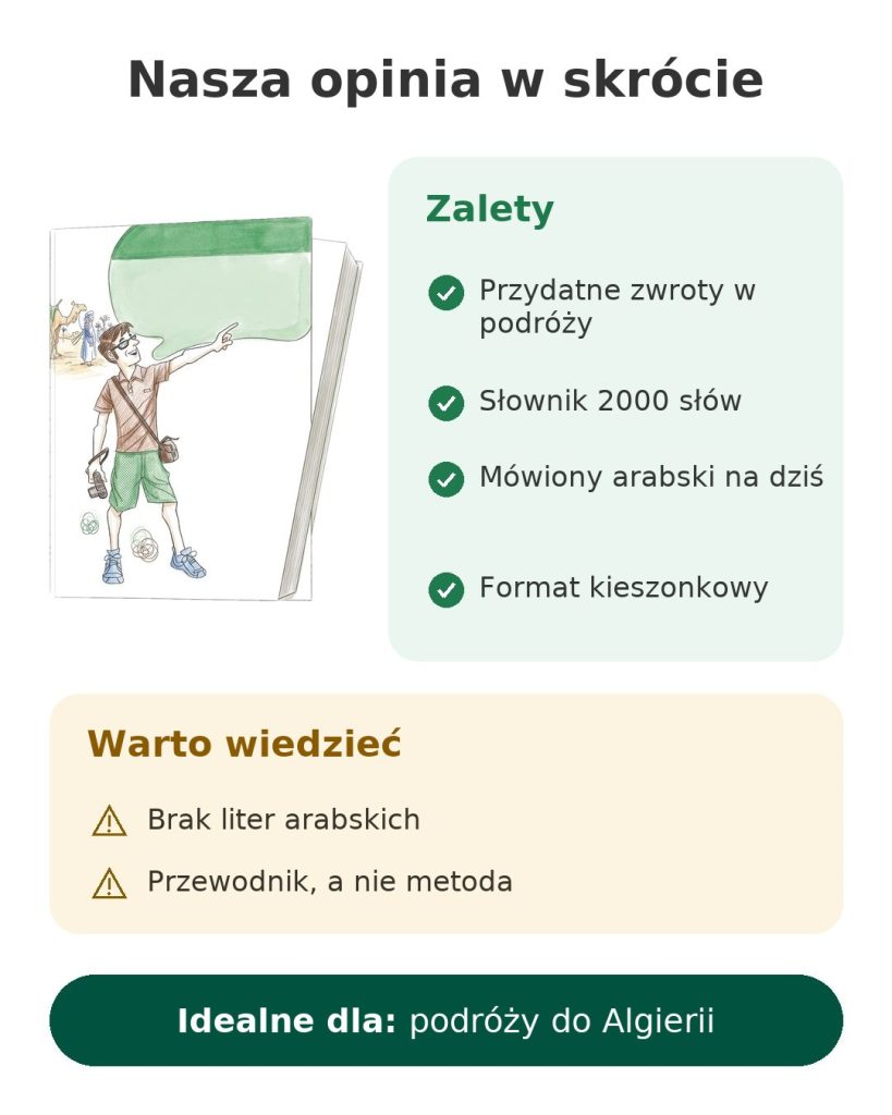 Nasza opinia w skrócie o kieszonkowym przewodniku po języku arabskim Assimil na podróż do Algierii: zalety i warto wiedzieć
