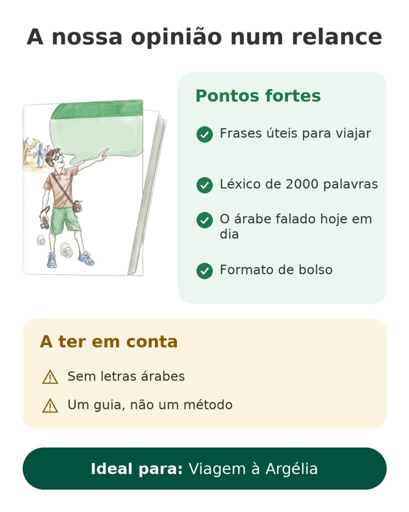 A nossa opinião num relance sobre o guia de árabe de bolso Assimil para viajar para a Argélia