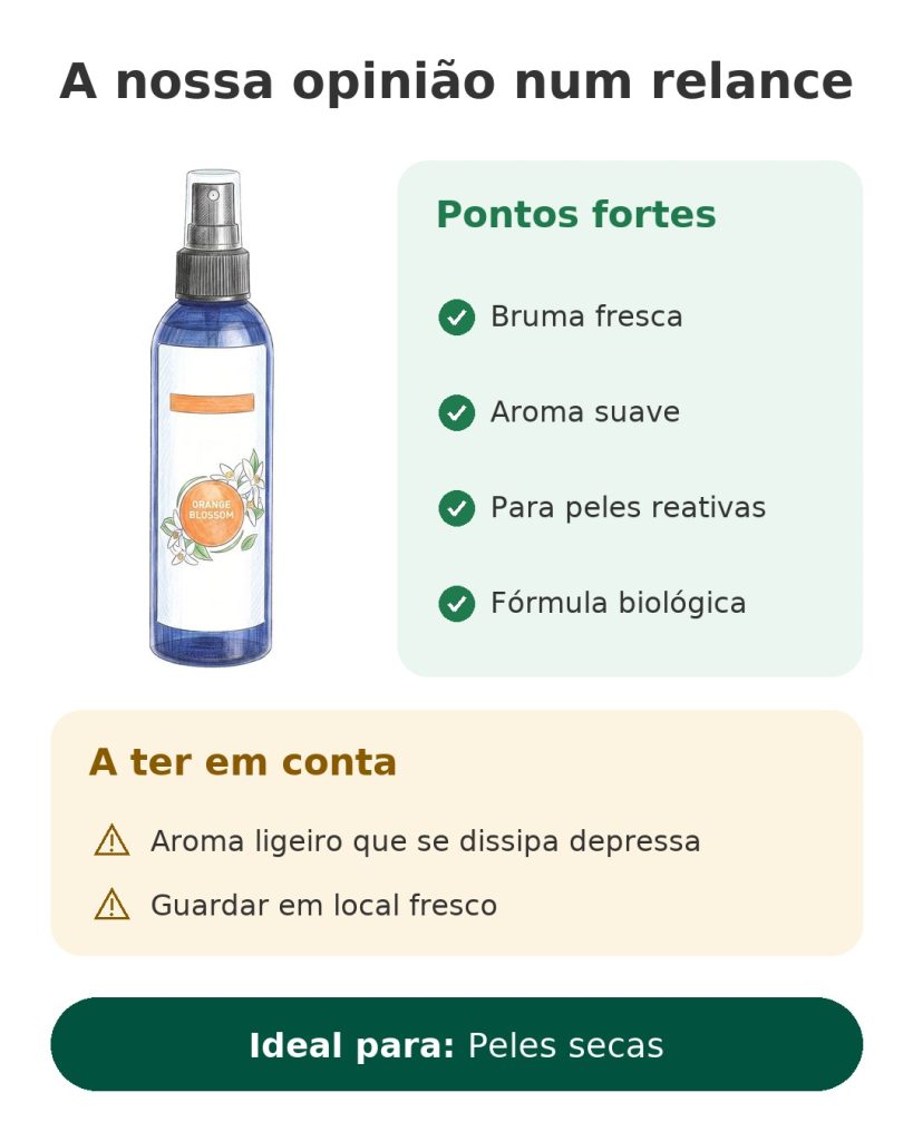 A nossa opinião num relance sobre o hidrolato de flor de laranjeira biológico: pontos fortes e peles secas
