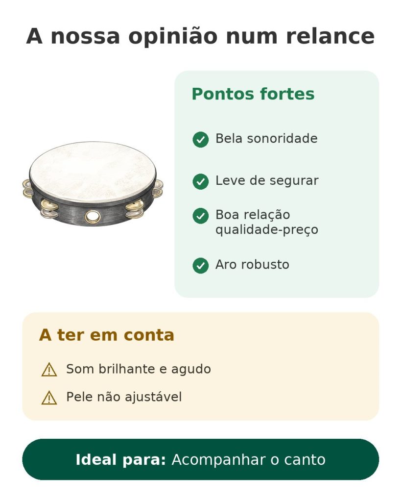 Pandeiro Remo de 10 polegadas com fila dupla A nossa opinião num relance sobre o pandeiro Remo com soalhas: pontos fortes e a ter em conta