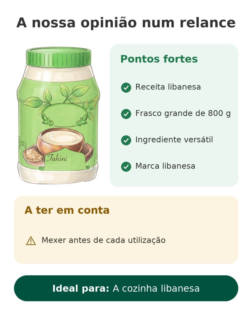 A nossa opinião num relance sobre o tahini libanês Al Rabih de 800 g: pontos fortes