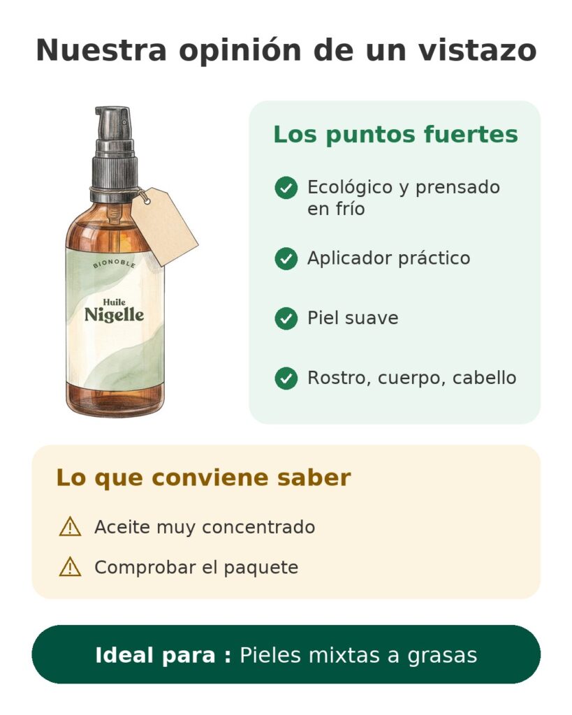 Aceite de comino negro para pelo y cara Bionoble Nuestra opinión de un vistazo: Pieles mixtas a grasas