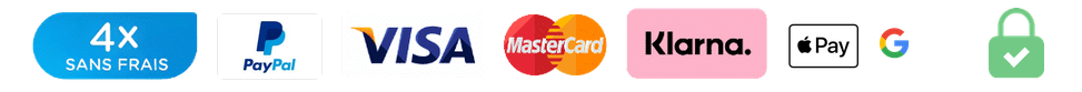 Paiement sécurisé : 4X sans frais, PayPal, Visa, Mastercard, Klarna, Apple Pay et Google Pay