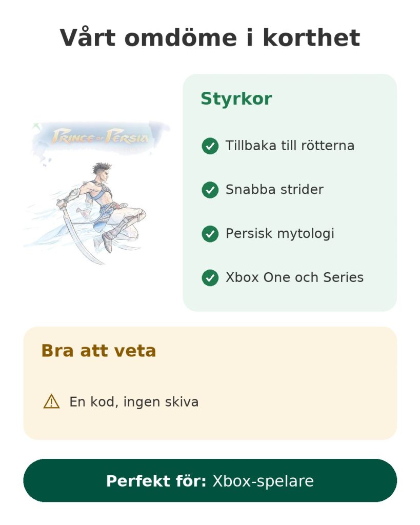 Vårt omdöme i korthet om spelet Prince of Persia The Lost Crown till Xbox