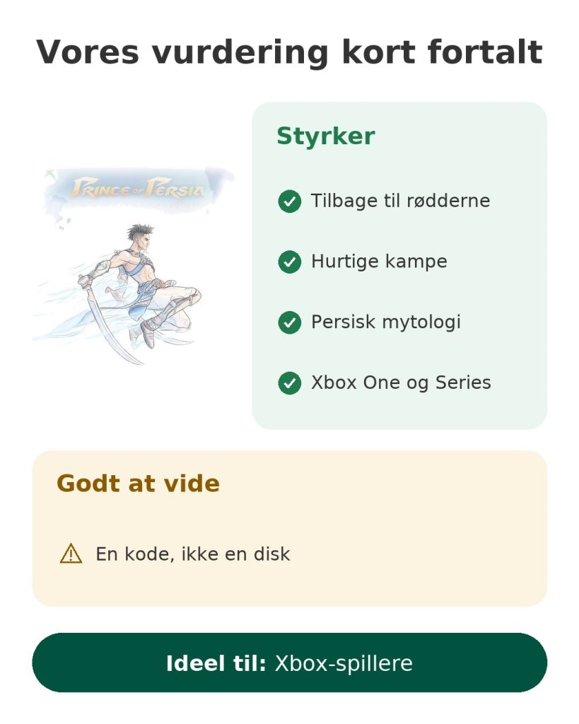 Vores vurdering kort fortalt af spillet Prince of Persia The Lost Crown til Xbox
