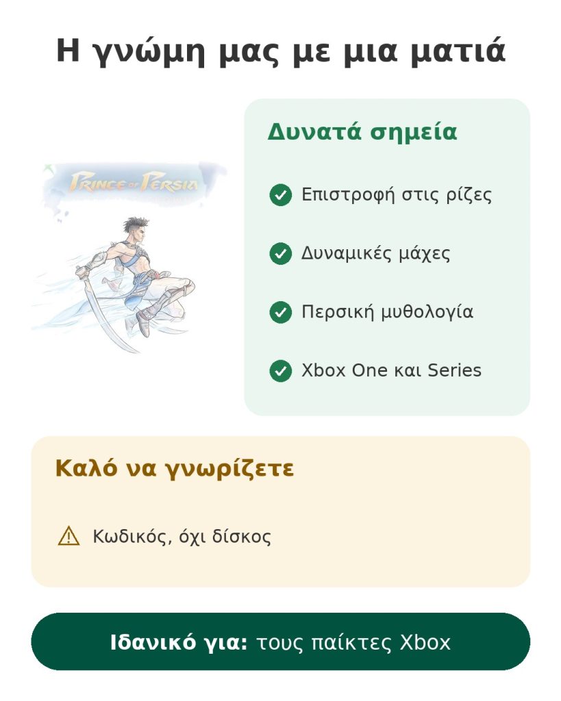 Η γνώμη μας με μια ματιά για παιχνίδι Prince of Persia The Lost Crown για Xbox