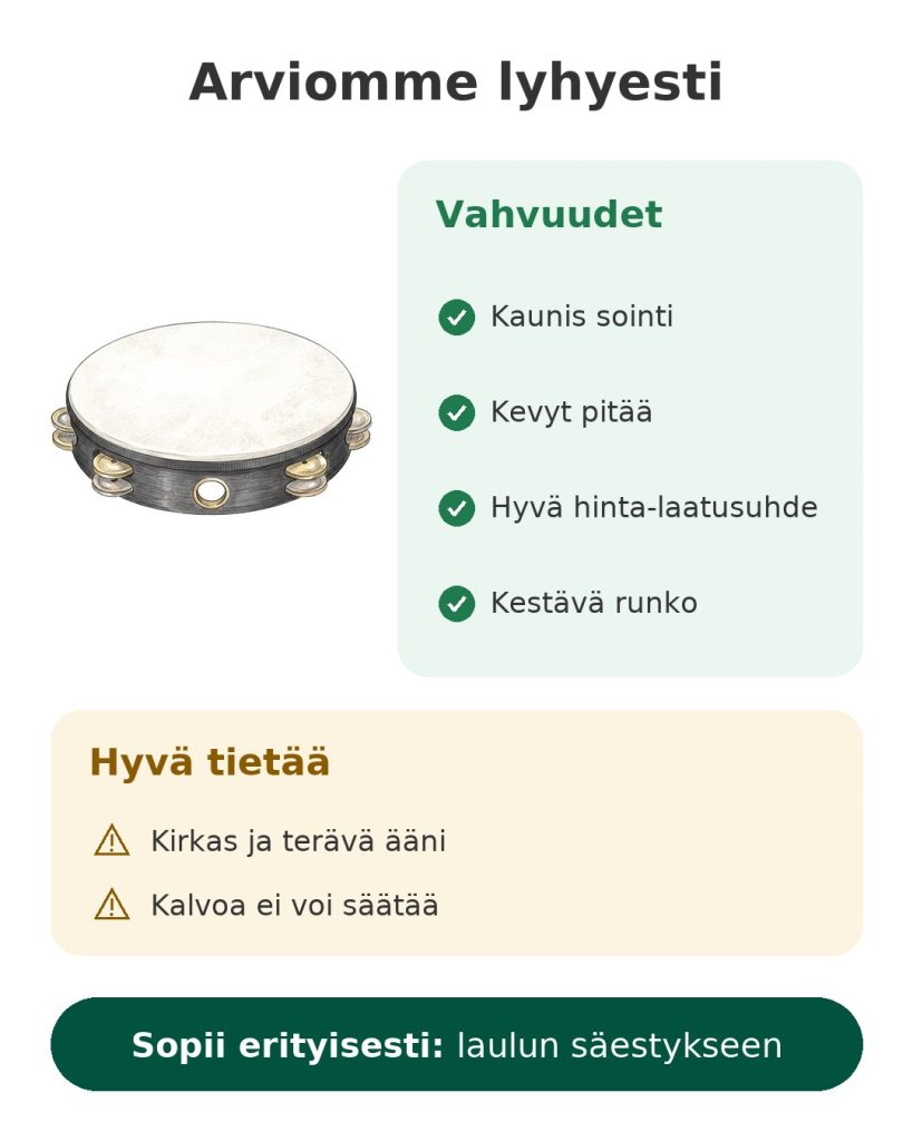 Arviomme lyhyesti: Remo-tamburiini – vahvuudet, tiedettävää ja kohderyhmä