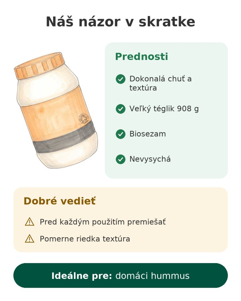 Náš názor v skratke na biotahini Pipkin, veľký téglik 908 g, s dokonalou chuťou