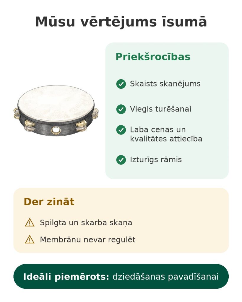 Mūsu vērtējums īsumā par tamburīnu Remo – priekšrocības, kas jāzina un kam piemērots