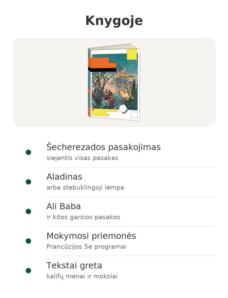 Knygoje – Tūkstantis ir viena naktis : Šecherezados pasakojimas; Aladinas; Ali Baba
