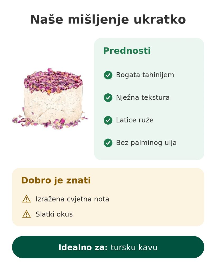Naše mišljenje ukratko o tursku halvu s laticama ruže i tahinijem