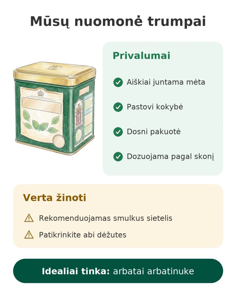 Mūsų nuomonė trumpai apie žaliąją arbatą su mėta Twinings