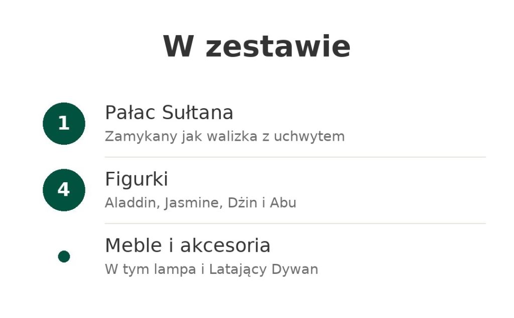 W zestawie: Pałac Sułtana, figurki, meble i akcesoria