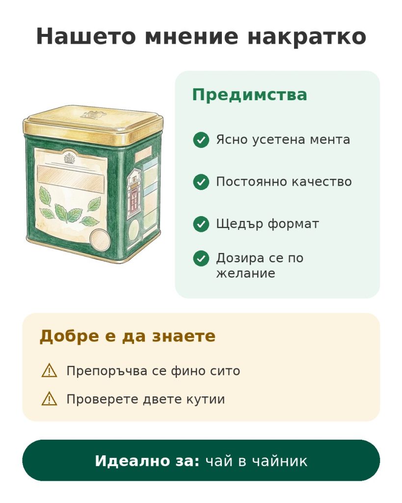 Нашето мнение накратко за зелен чай с мента Twinings