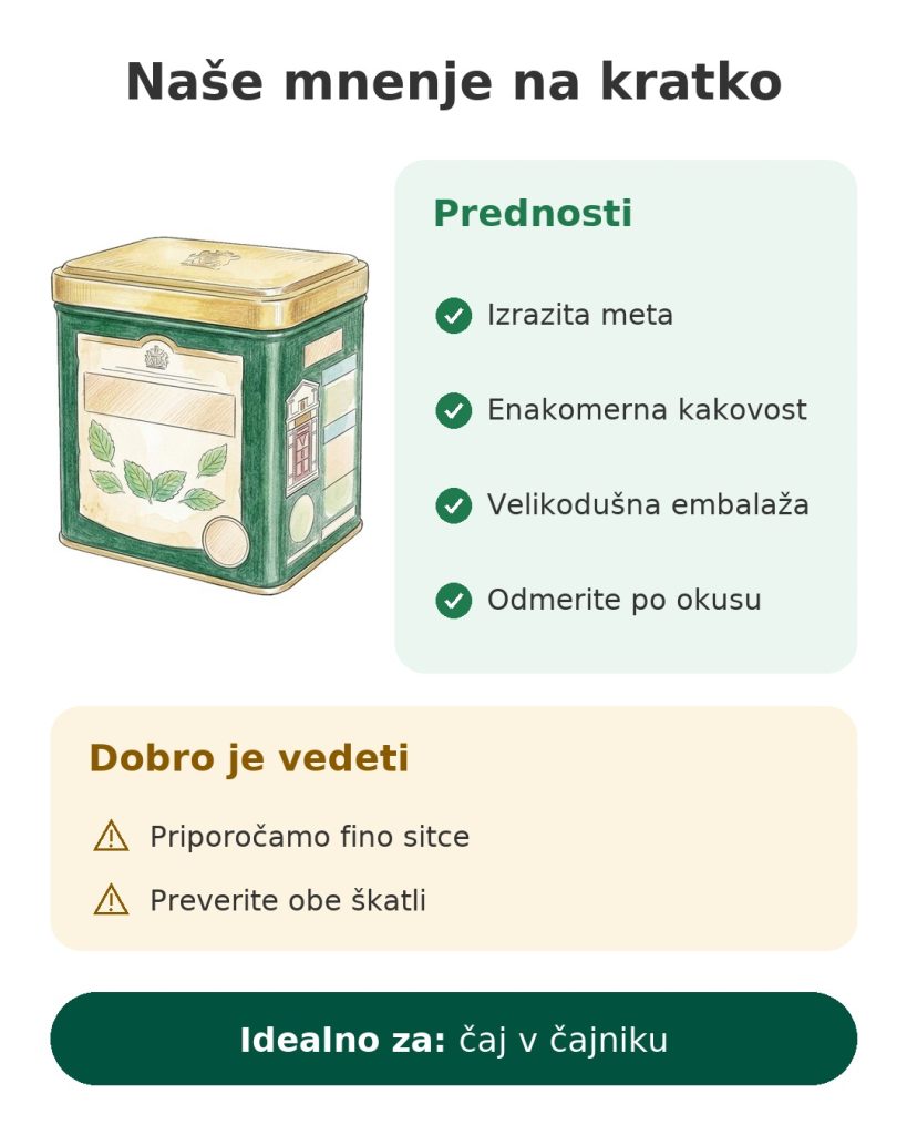 Zeleni čaj z meto Twinings Gunpowder 2 x 200 g Naše mnenje na kratko o zeleni čaj z meto Twinings